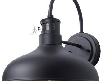 12in Exterior Barn Light with Motion Sensor, Black