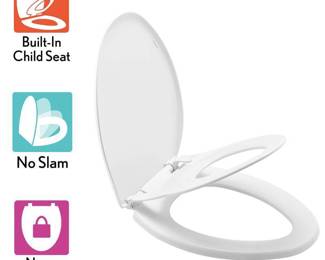 Little2Big Toilet Seat with Built-In Potty Training Seat, Slow Close, Easy to Install, Elongated, White
