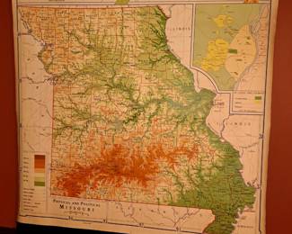 Vintage Missouri state pulldown map