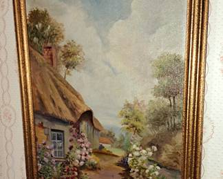 Much framed artwork. Oils