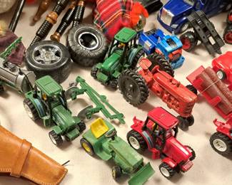 Much vintage and modern plastic and metal toys