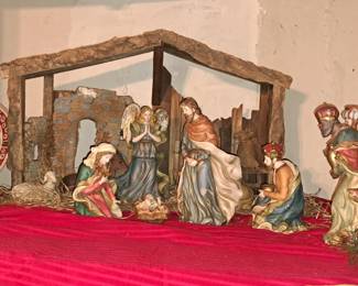 Much vintage and modern Christmas!! Vintage porcelain Nativity set