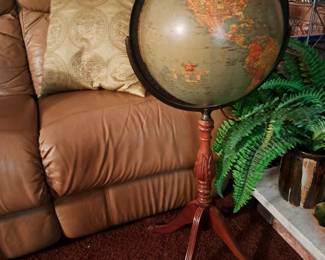 Vintage MCM lighted globe on stand