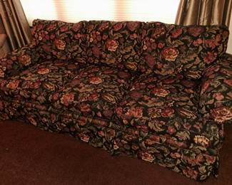 Henredon black floral sofa