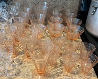 Vintage Pink Tiffin Franciscan Water and Juice Glasses
