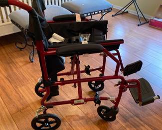 medline steel transport chair with anti tippers