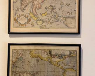 Vintage World Map "Maris Pacifici Map of Pacific Ocean" and "Southeast Asia"