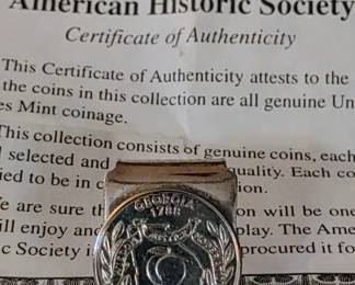 Beautiful sterling silver money clip with 1999 Georgia Peach quarter