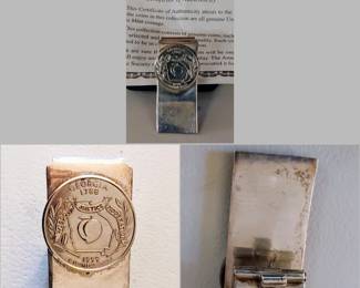 Beautiful sterling silver heavy money clip with 1999 Georgia Peach State quarter