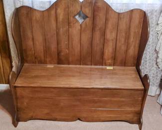 Hand made Pine saddle bench or Hope Chest lifts up for storage