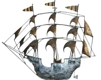 Large metal decorative ship wall hanging 