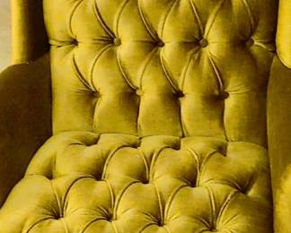 Green velvet queen ann arm chair