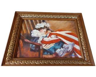 Hand-painted oil little Betsy Ross