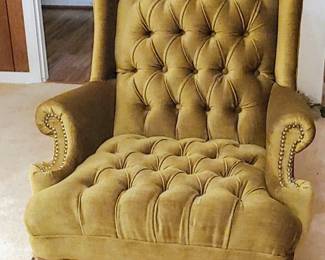 Green velvet queen Ann chair