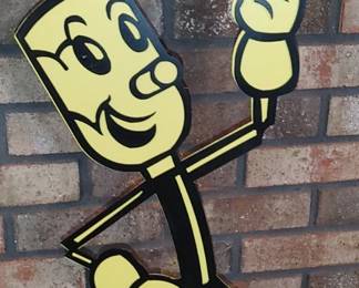 Standing metal EMC advertisement