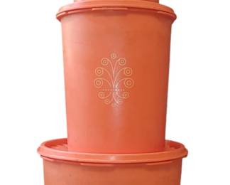 Vintage orange Tupperware containers