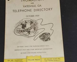 1959 Thomaston Yatesville phone directory