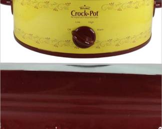 Rare Rival Scve500 5-quart Crock Pot Decorative Stoneware Yellow Burgundy Good 