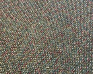 There are three rugs in basement that are 4x6 and look like this.  

One that looks like a 4x8 or 10 not sure of size on it 

And one large one in the living room upstairs with the same print