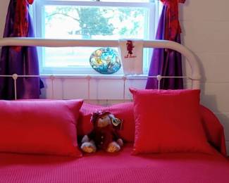 Vintage white cast iron DOUBLE OR FULL BED. Pillow top mattress