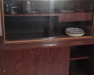 Mid-century modern wood and glass cabinet