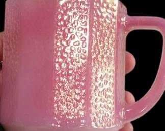 RARE Federal Glass Iridescent Pink coffee cup 