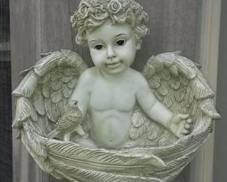 Cherub wall planter/birdfeeder.