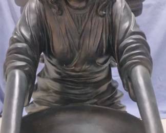 One of a kind ANGEL GARDEN PLANTER / BIRDBATH. Life size angel holds a large bowl for planting your favorite flowers or for a gorgeous birdbath. Finished in an antique bronze finish. Base 29” Tall. Wingspan 36”