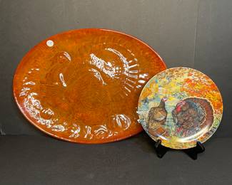 Turkey Platter and decorative plate 