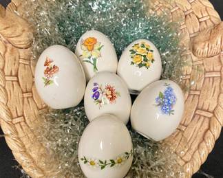 Vintage painted flower eggs