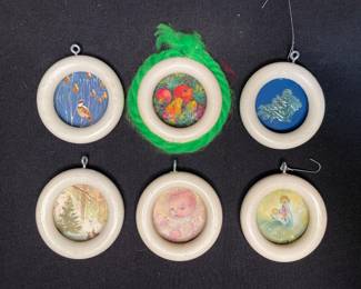 Vintage wood painted ornaments