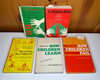 Collection of vintage parenting Montessori books 1970's