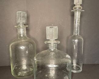 XL seeded glass bottles decanters