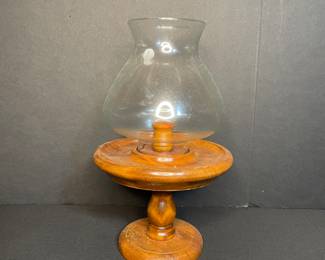 Vintage wood & glass candleholder