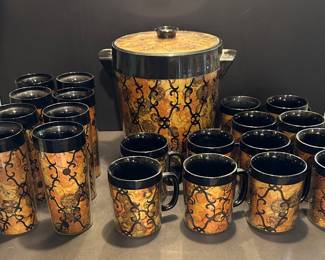 West Bend thermo El Dorado insulated tumblers, coffee cups and bucker