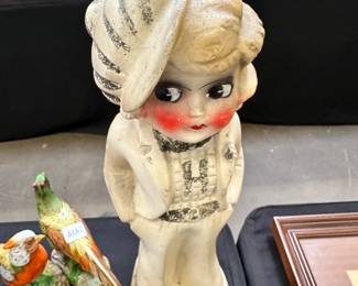 Vintage Carnival Chalkware Flapper Girl