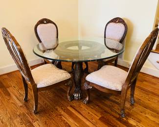 AICO Furniture Paradisio lions paw feet glass top table with four chairs - chairs match dining room chairs