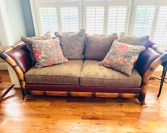 Changing faux bamboo Tommy Bahama style sofa