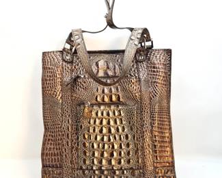 Cate Adair Brown Faux Crocodile Skin Tote Handbag / Shoulder bag