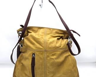 Tan Leather Handbag / Shoulder Bag by 100% Toscano - Genuine Leather Made in Italy- 14" x 14"
