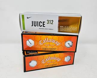 Set of Three Sleeves of Brand New Golf Balls - Callaway and Juice Brands
