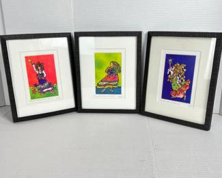 Framed Whimsical Watercolor Paintings by Suzy Toronto