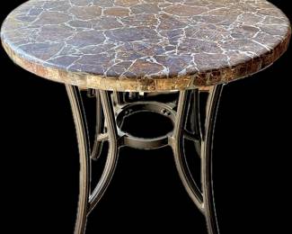 Vintage-Inspired Marble Top Bistro Table - Elegant Metal Base Design
