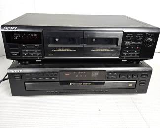 Vintage Sony Electronics! Double Cassette Player Plus 5 CD Disc Changer - Both Refubished