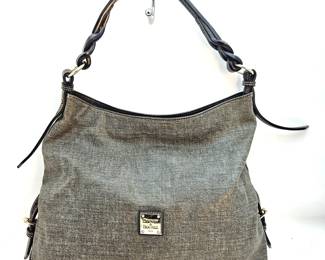  Dooney & Bourke Hobo Style Bag with Patented Snake Skin Look Canvas 10" Drop Shoulder Bag