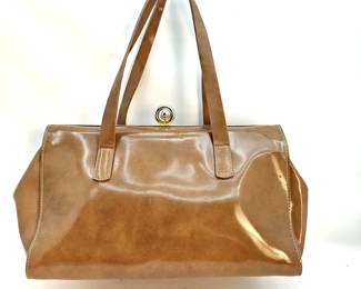 Alberta Di Canio Italy Tan Leather Large Purse/ Handbag with Unique Snap Shut Closure