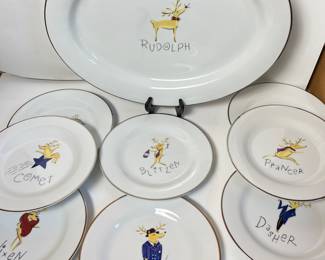 Pottery Barn reindeer plate set