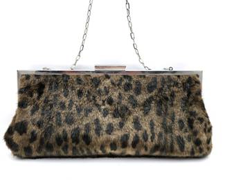  Dennis Basso Faux Animal Fur Purse / Shoulder Bag with Chain Strap 16" Drop & Kiss Lock Closure