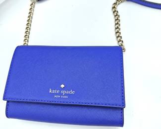 Beautiful Kate Spade Indigo Blue Chain Link Cross Body Small Purse w/ Snap Closure - Saffiano Leather