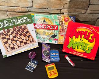 Board Game Bundle - Monopoly, Chess/Checkers, Apples to Apples, Magic 8 Ball & More